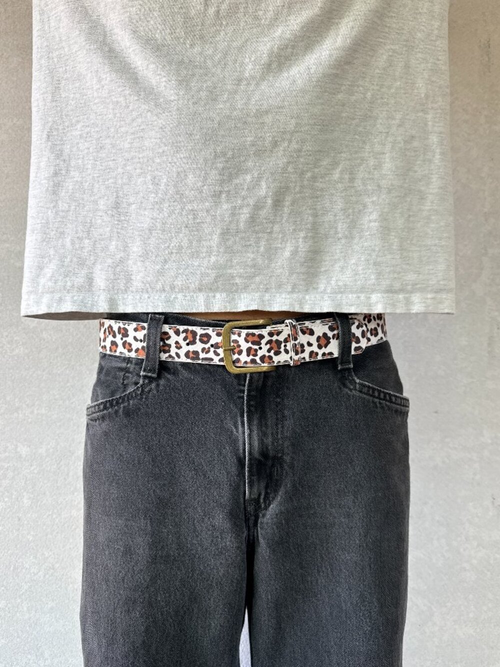 White Mini Leopard Antique Buckle Belt